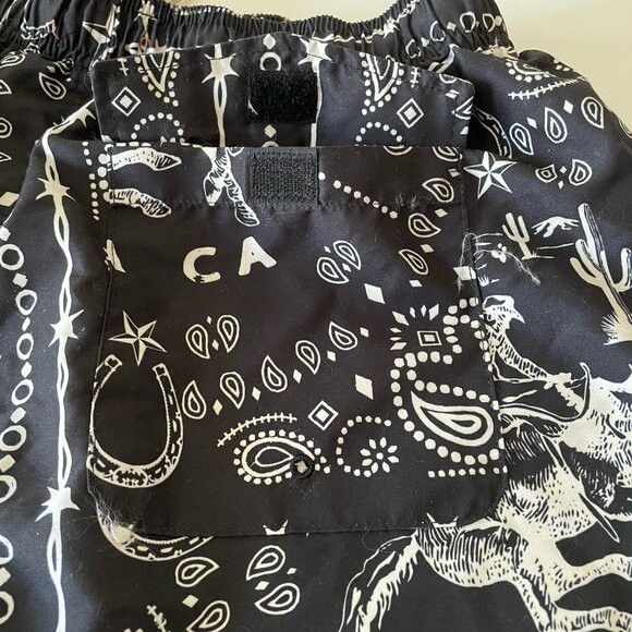 Negative Space Shorts Swim Trunks Black Western Cowboy Rodeo Mens L - Picture 5 of 9